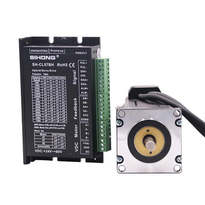 12-Siheng Hybrid Servo Closed Loop CNC Nema23 Set 2NM 4A 48V 5A Driver Stainless Steel 5A Power Supply Stepper Motor