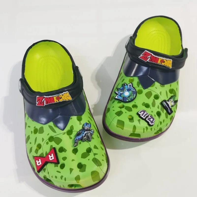 2025 novo quente dragon ball frissa adulto crianças buraco sapatos lazer confortável sapatos de praia não deslizamento chinelos ao ar livre