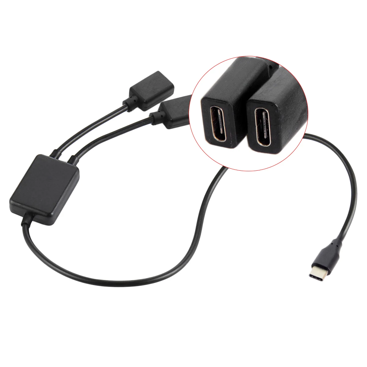 USB-C หญิงฮับพอร์ตคู่ไปยังสาย USB-C ชายสําหรับแล็ปท็อปพีซีและเมาส์และแฟลชดิสก์และคีย์บอร์ดและเครื่องอ่านการ์ดฮาร์ดดิสก์