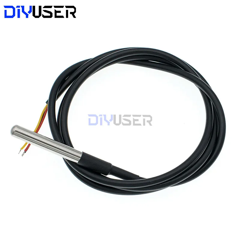 DIYUSER DS1820 Stainless steel package Waterproof DS18b20 temperature probe temperature sensor 18B20 For Arduino