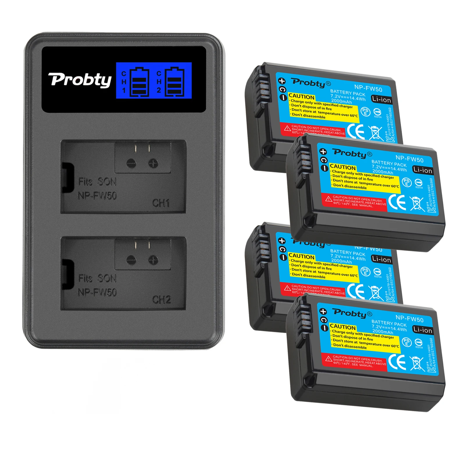 2000mAh NP-FW50 NP FW50 Battery+LCD Charger For Sony ZV-E10 A7 A7R A7RII A7II A7SII A7S a6300 a6400 a6500 RX10 Series