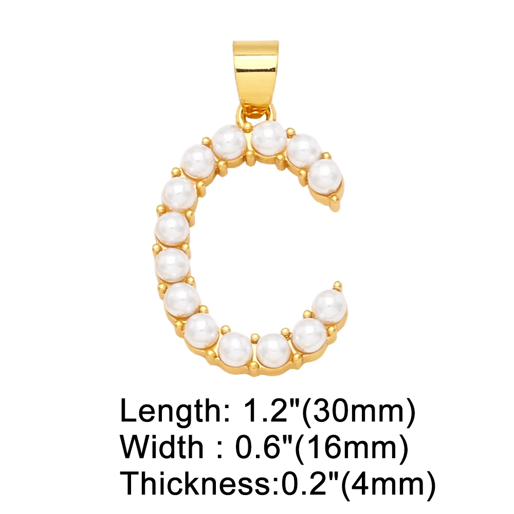 OCESRIO Big Pearl Letter Necklace Pendant Copper Gold Plated Initial  Alphabet Jewelry Making Supplies Wholesale pdta945