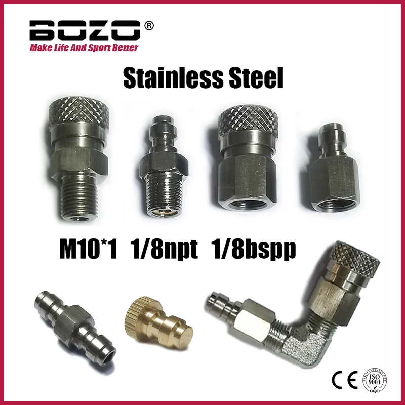 HPA Air 8mm adattatore maschio femmina a sgancio rapido 8mm capezzolo di riempimento ad alta pressione 1/8NPT 1/8BSP M10 * 1 M8 * 1 acciaio inossidabile