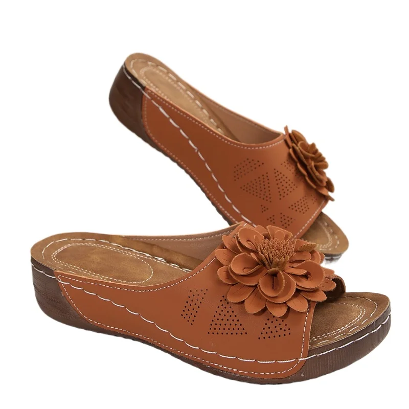 

Модные женские тапочки больших размеров 2026 года для трансграничной торговли, с вырезами, на танкетке, повседневная женская обувь (Zapatos De Mujer)