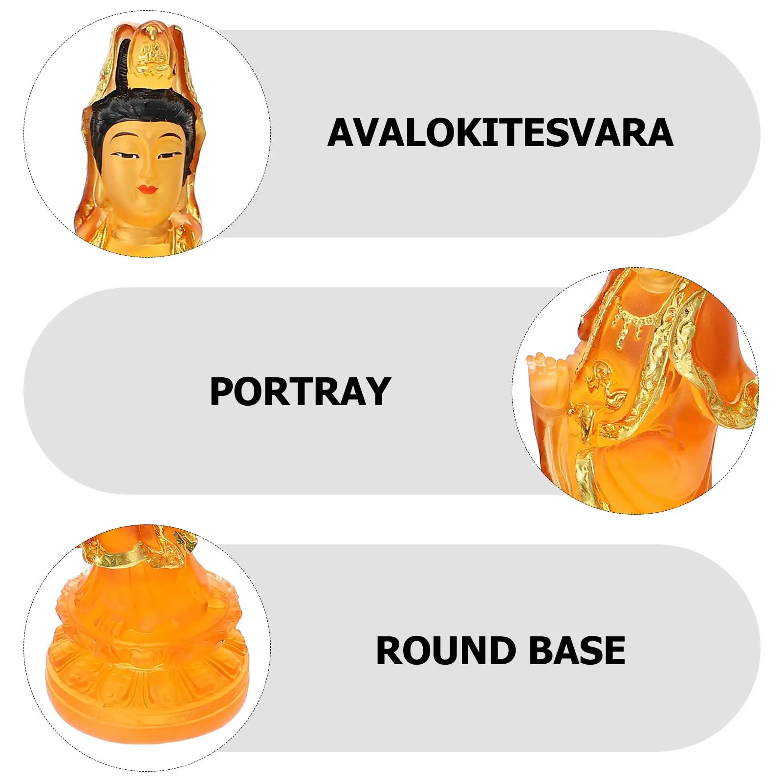 

1Pc Premium Resin Guanyin Statue Exquisite Workmanship Durable Buddhism Figurine Creative Housewarming Gift Desktop Ornament