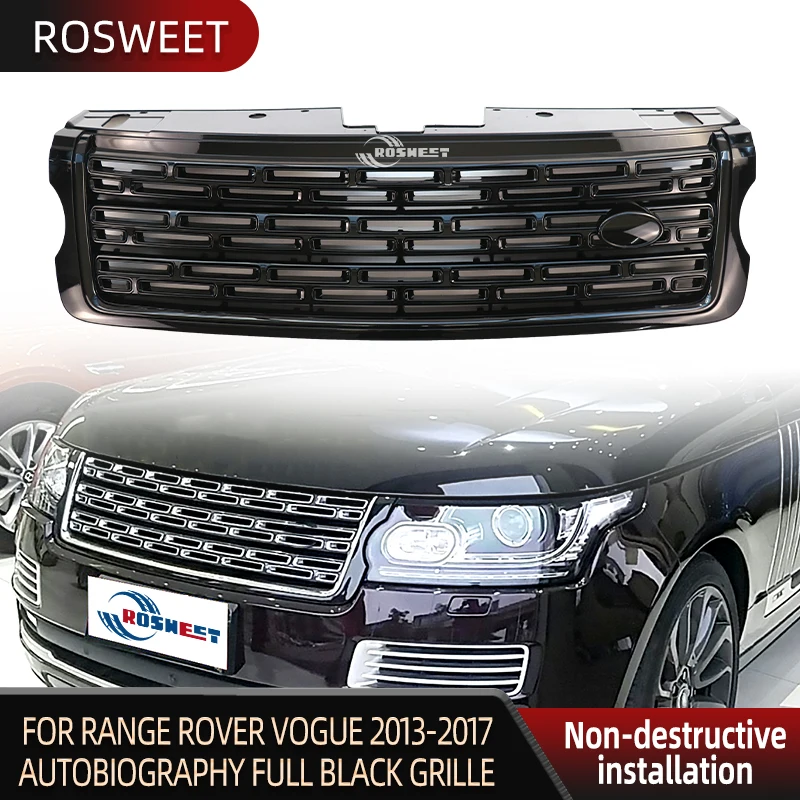 Grille de pare-chocs avant entièrement noire en ABS, grilles de course de style autobiographie, Land Rover Range Rover Vogue 2013-2017, LR052715
