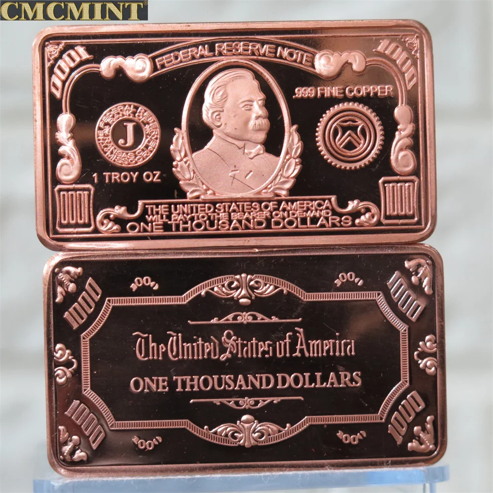 Copper Bullion Coins Metal Souvenir 1 Oz $1000 999 Copper Usa Bill Bar Commemorative Coin Collectibles Coins