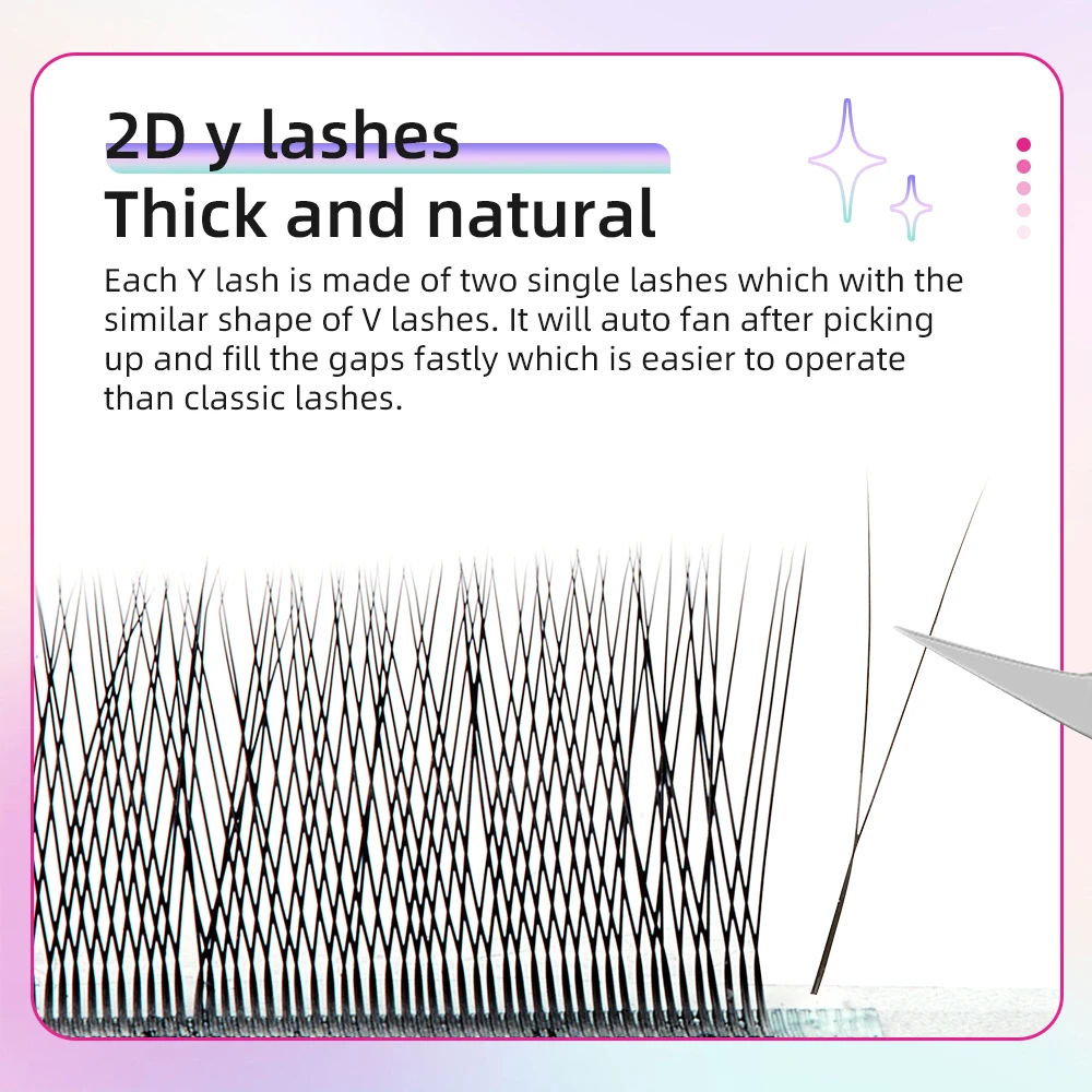Yelix Single Tip 2D Y Eyelash Extension Większa Gęstość Miękkie Sztuczne Rzęsy Gotowe Kępki w Kształcie Litery Y do Makijażu