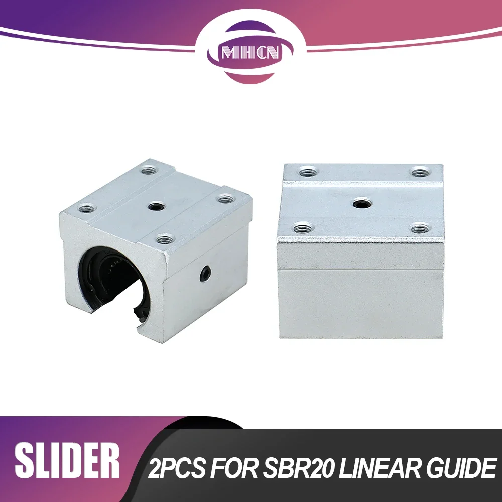 MHCN 2PCS/set SBR20UU Slide Block for SBR20 Linear Guides Slides Bearing Linear Support Rail Carriage for CNC Router