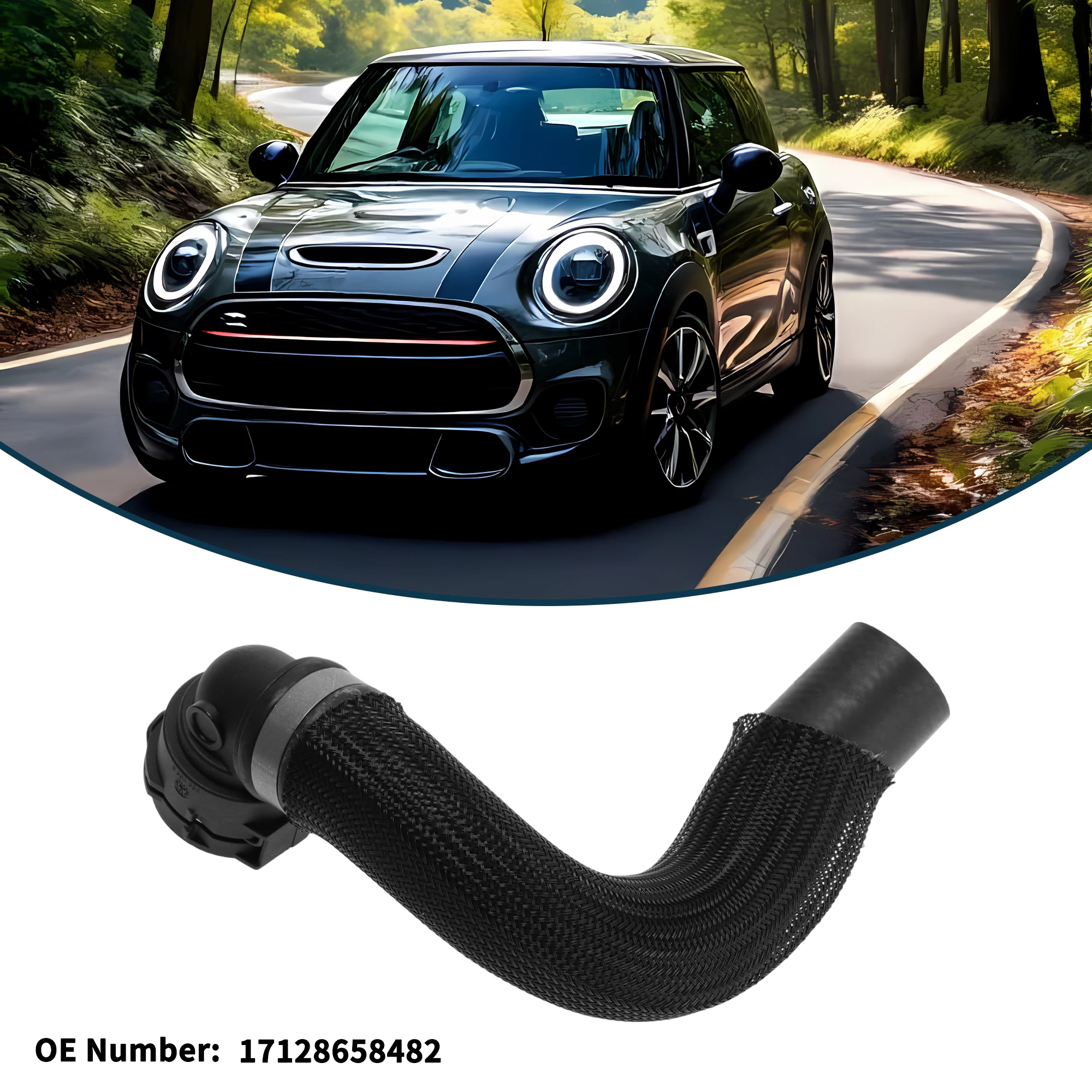 UXCELL ラジエーターホース ヒーターホース ラジエーター出口ホースパイプ ミニクーパー18-23用 No.17128658482 ゴム製水パイプ ブラック 1個