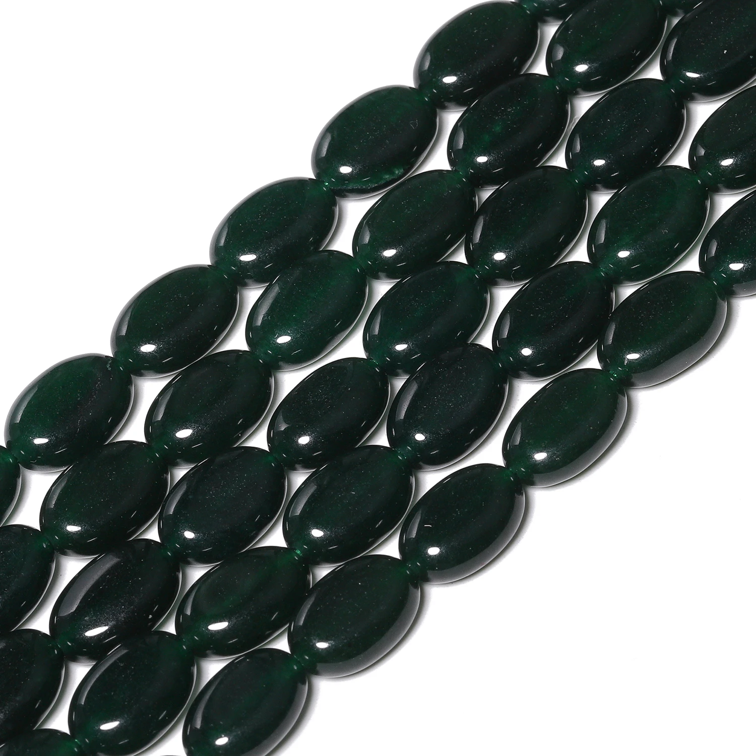 7/9/10/15mm Flat Oval Dark Green Chalcedony Beads Natural Stone Spacer Beads for Jewelry Making DIY Energy Bracelets Accessories