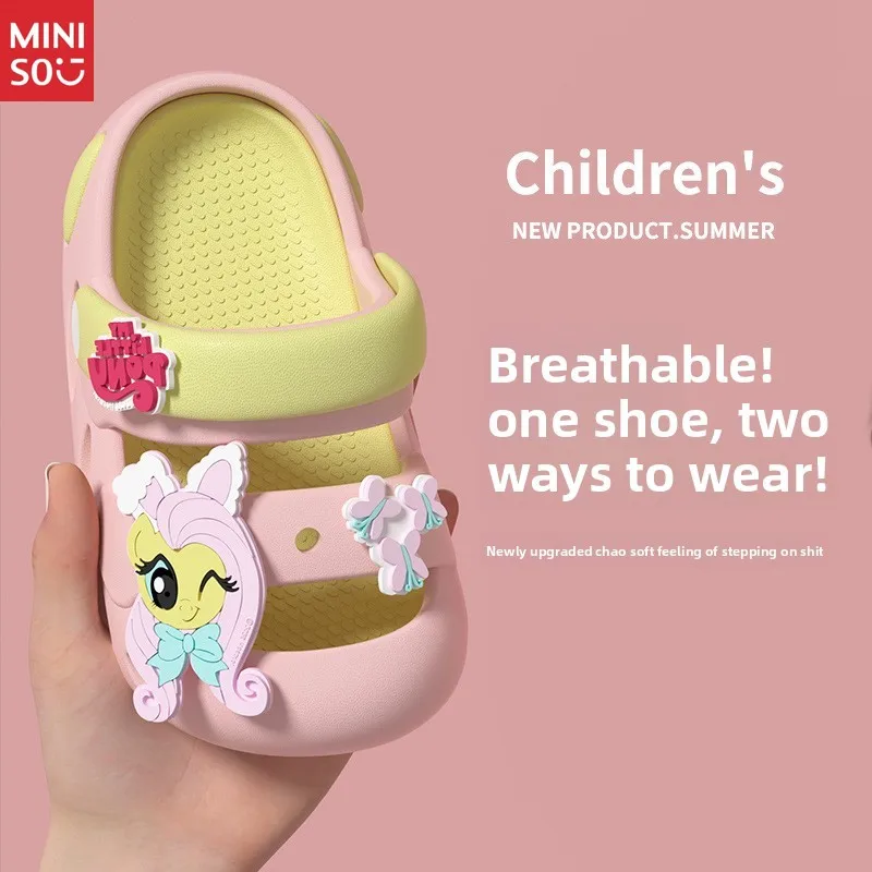 Miniso Sandales de princesse d'été pour filles, chaussures antidérapantes à bout fermé EVA