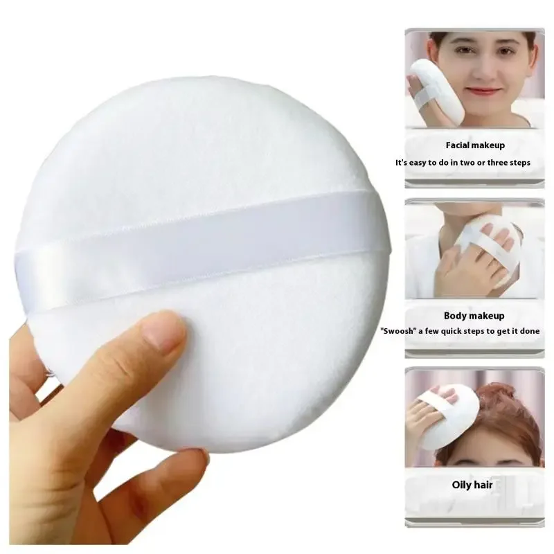 4 szt. 12cm Okrągłe Puszyste Pusze do Pudru Duże Pusze do Pudru Sypkiego Pusze do Makijażu z Haczykiem na Wstążkę i Rękawiczką