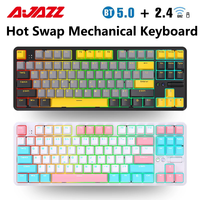 AJAZZ K870T PRO 87 Keys Bluetooth Gaming Mechanical Keyboard Hot Swappable RGB 2.4g USB Wireless Keyboard For Gamer PC Laptop