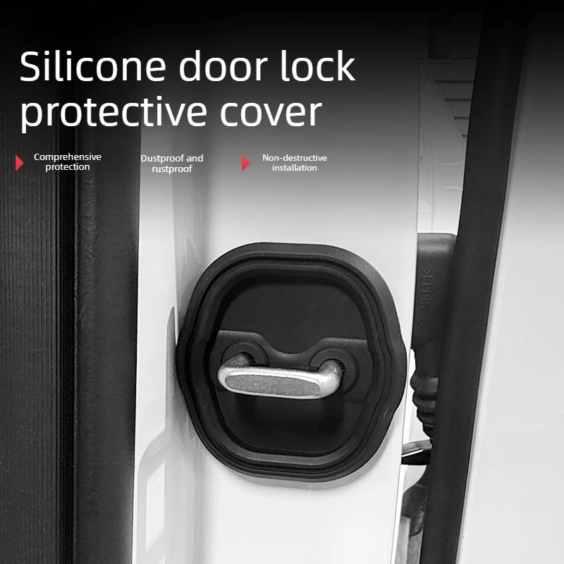 4Pcs for AION UT Car Silicone Door Lock Cover Protective Stickers Silicone Car Door Shock Absorber Buffer Protective Cover