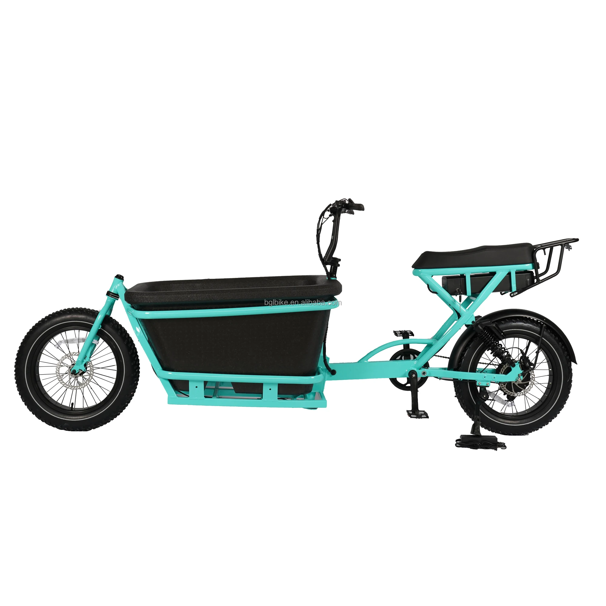 Three Wheels Tricycle Electric Cargo Bike 48V 250W Fat Tire 7-speeds LED Colorful Display