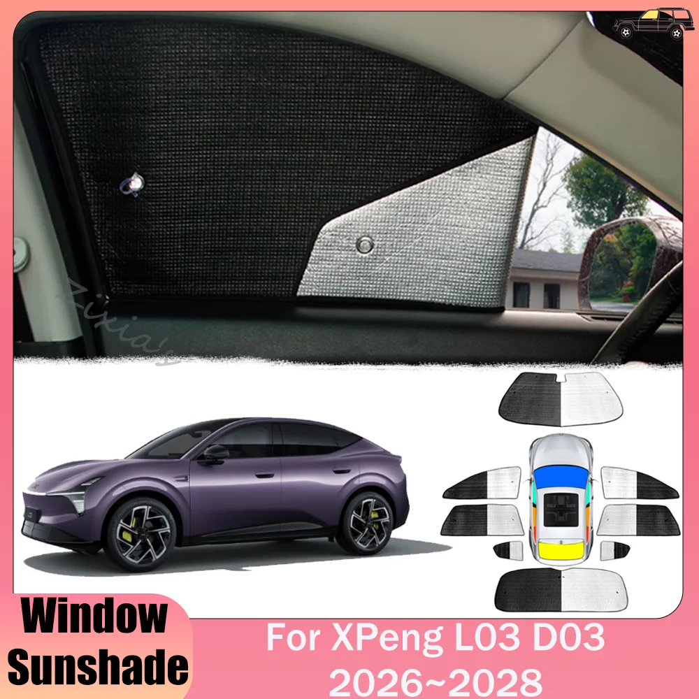 For XPeng L03 Mona L03 D03 2026~2028 2027 Car Windows Aluminum Foil Sunshade Windshield Sun Shade Parasol Interior Accessories