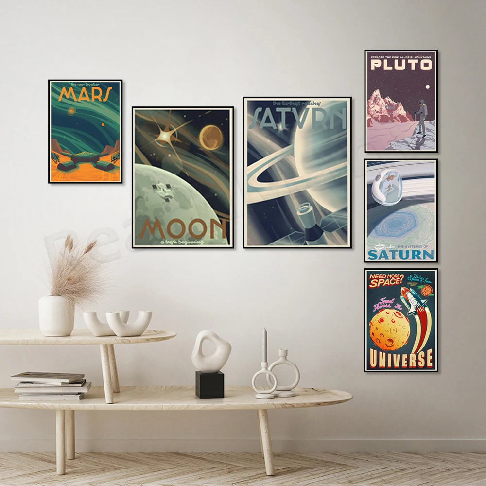 Black Hole M-87, Space Shuttle Universe, Earth, Uranus Sideways Planet Art, Saturn, Mars New Frontier Prints, Space Travel Poste