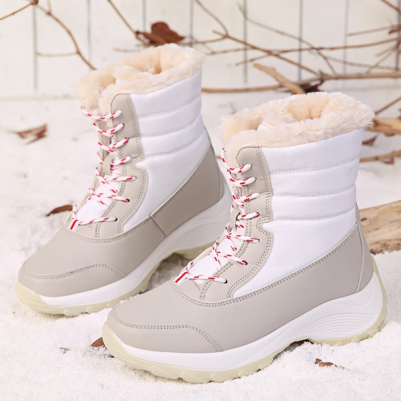 2024Winter Essential Waterproof and Warm Snow Boots Women's Short Sleeves Plush and Thick Anti Slip Outdoor Boots Cotton Shoes