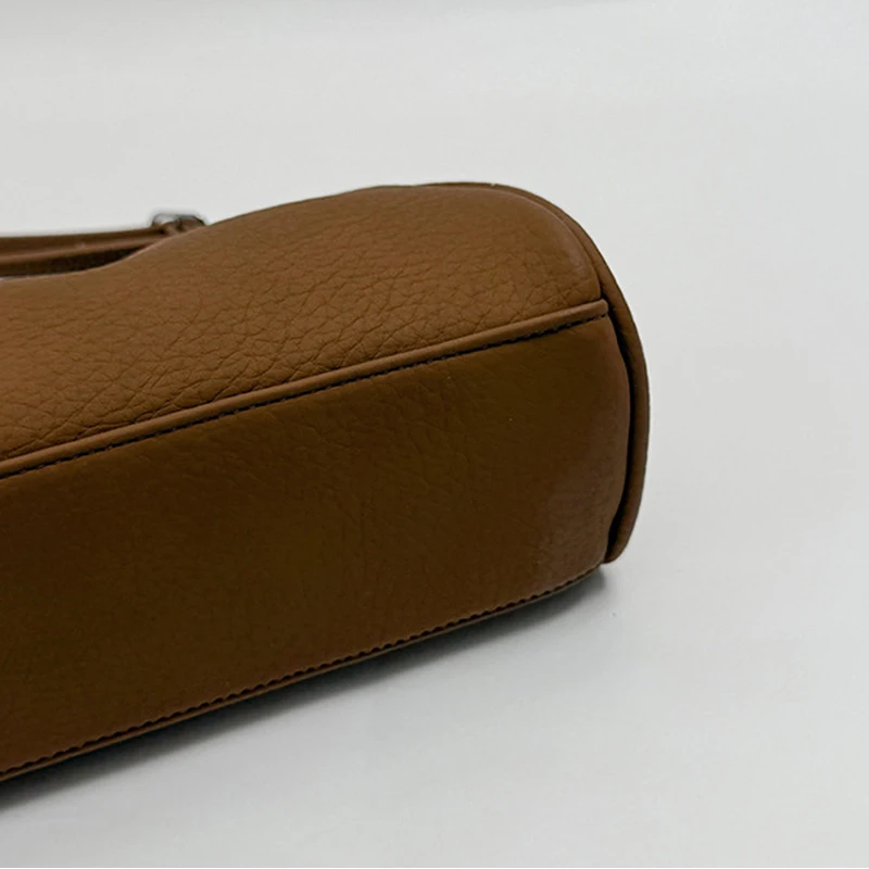 Koreanische Lychee-Textur Schultertasche, Damen Einfarbige Minimalistische Unterarmtasche, Vintage Pendler-Handtasche mit Reißverschluss – Detail 5