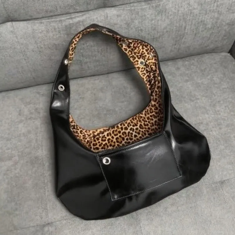 Doppelseitige Umhängetasche, coole und süße Pendlertasche mit Leopardenmuster, vielseitige große Tasche für Damen, Retro-Chic-Handtasche, Bolsos – Detail 7