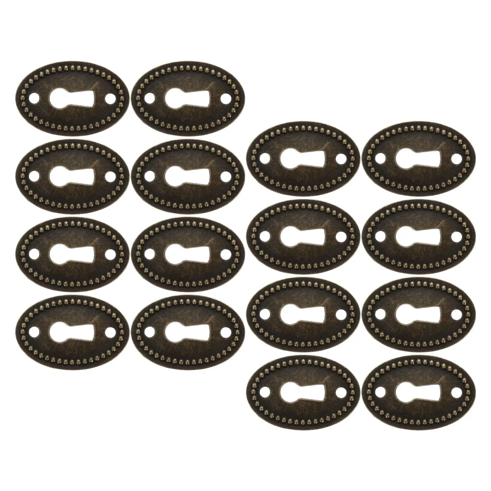16Pcs Vintage Oval Decorative Keyhole Cover Plate Zinc Alloy Cabinet Door Drawer Dresser Jewelry Box Hardware Fittings