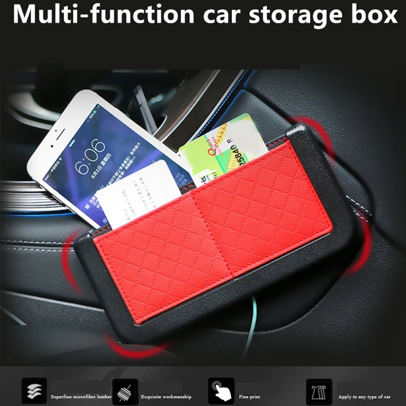 Car Seat Side Back Storage Boxes, Automotive Seatback Card Mobile Phone Sundries Bracket Organizer Stowing Tidying,Red