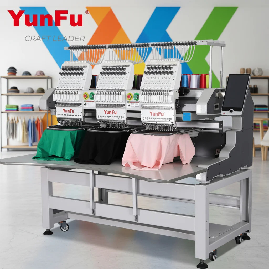 Big Sale for Tajima 3-Head Computerized Embroidery Machine Home Use Bearing New for Finished Garment Cap Shirts Logo Sewing