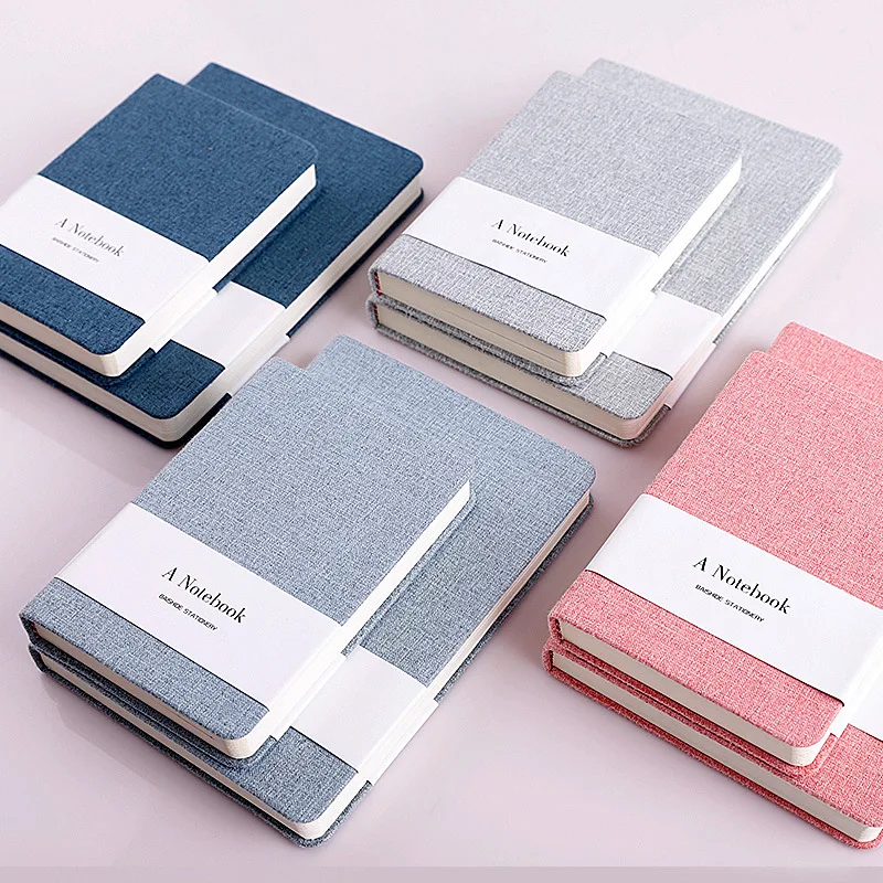 

New Creative Notebook Linen Hard Cover Blank/grid Page 132 Pages Diary Sketchbook School Supplies