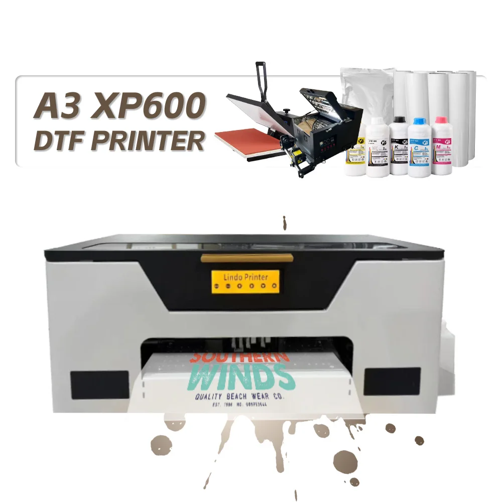 Professional T-shirt printing machine inkjet 30cm A3 Dtf printer L1800 Xp600 head, with vibrator and dryer