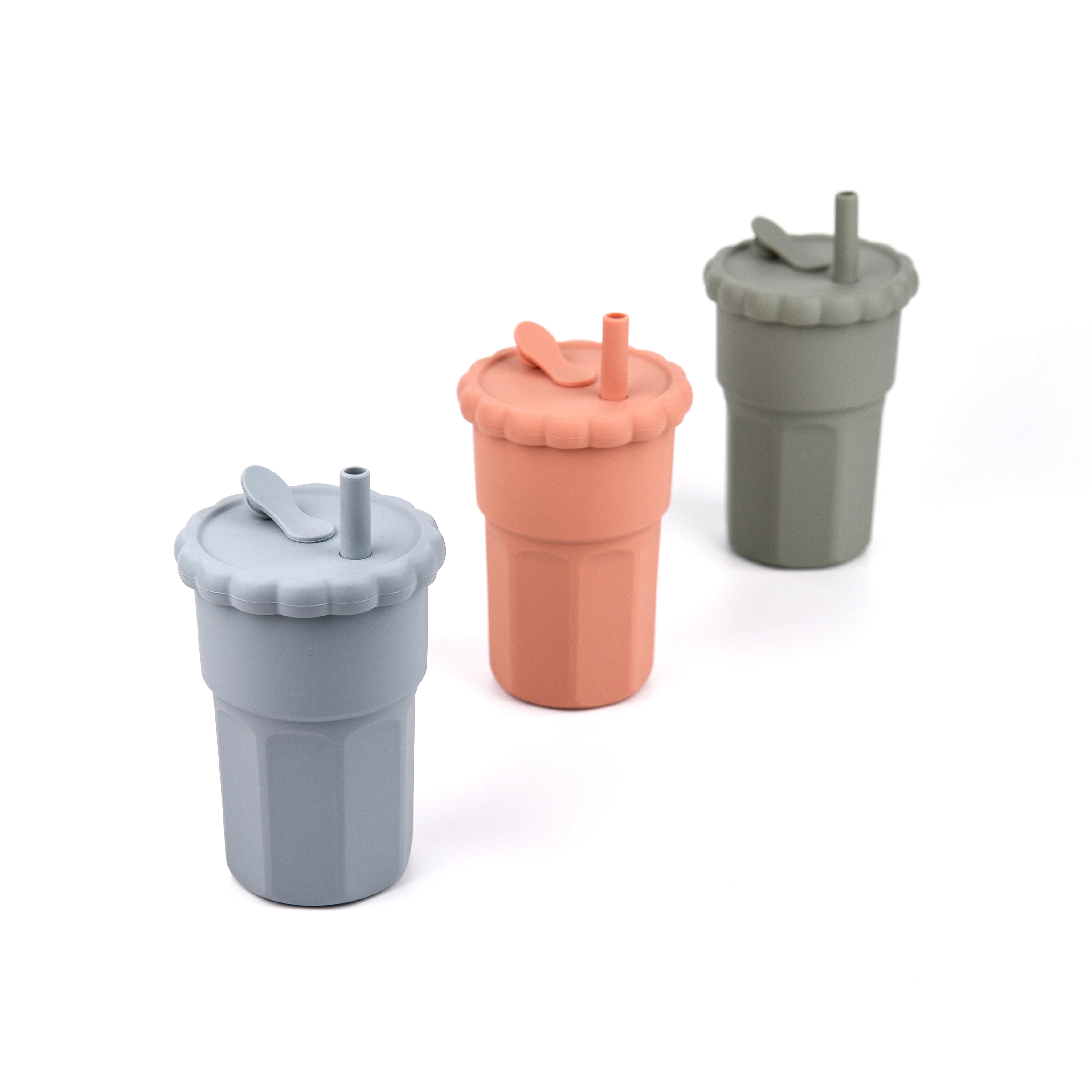 500ML-1PCS Silicone Straw Cup Big Size Food Grade Silicone Leakproof Learning Straw Cup
