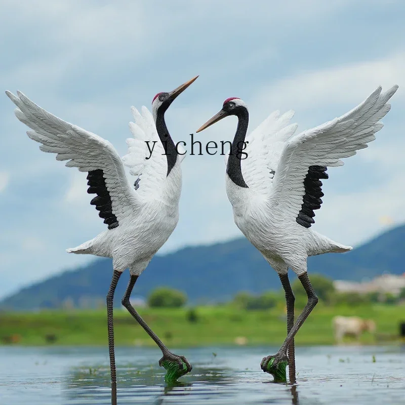 b2 Simulation Crane Sculpture Red-Crowned Crane Model Garden Landscape Pool Fish Pond Courtyard Crane Ornament Decoration