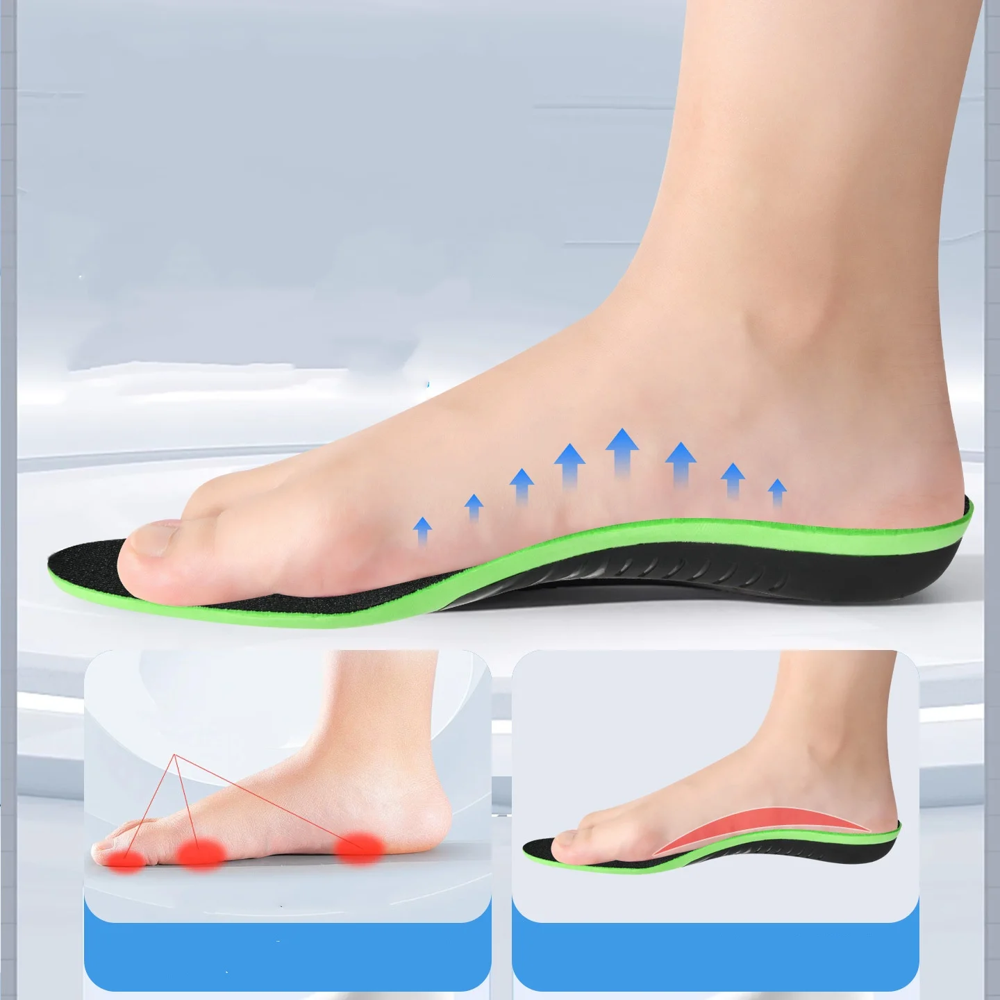 Flat Foot Arch Support Orthopedic Insoles Comfortable Shock-absorbing Breathable For Men And Women's Sports Insoles