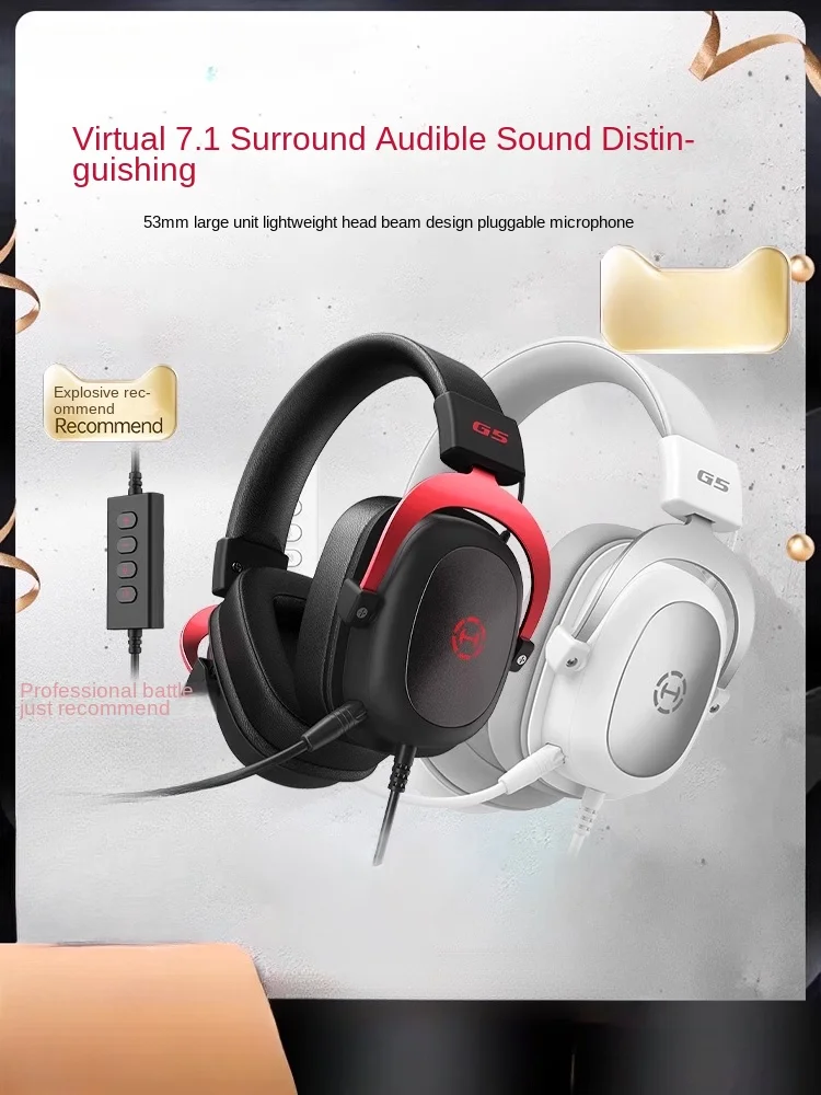 Наушники HECATE Rambler G5, гарнитура для киберспорта, проводная гарнитура для настольных компьютерных игр, гарнитура для еды курицы