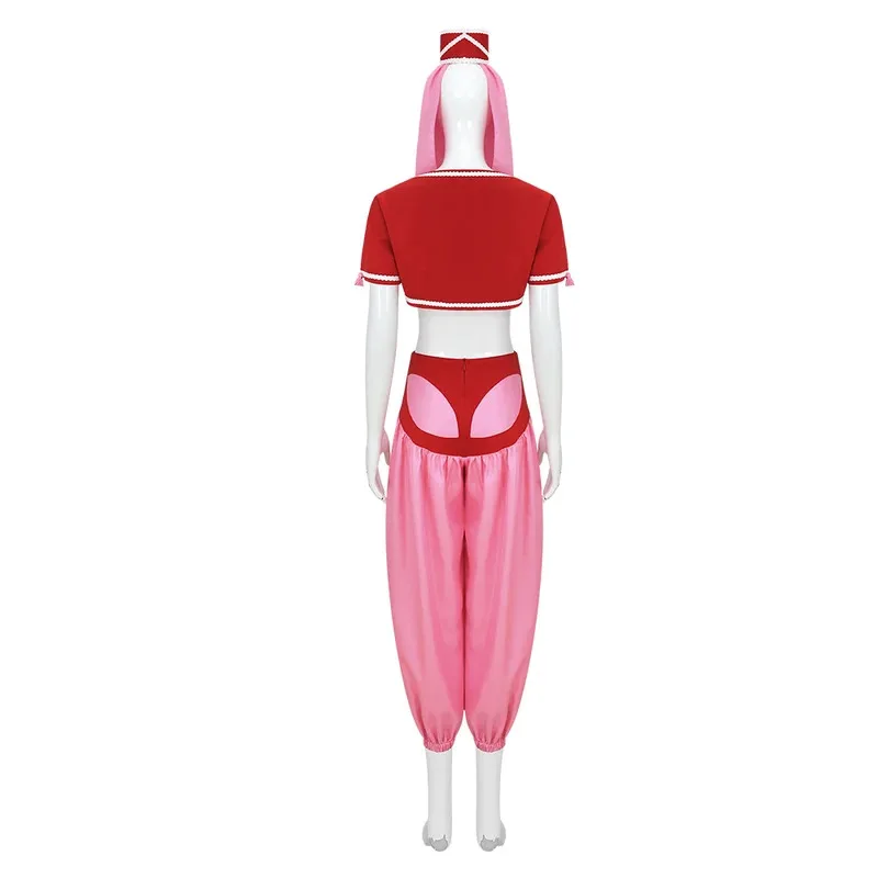 

CostumeBuy Women's I Dream of Jeannie Cosplay Belly Dancing Costume Red Dress Halloween Outfits Suit yj4k