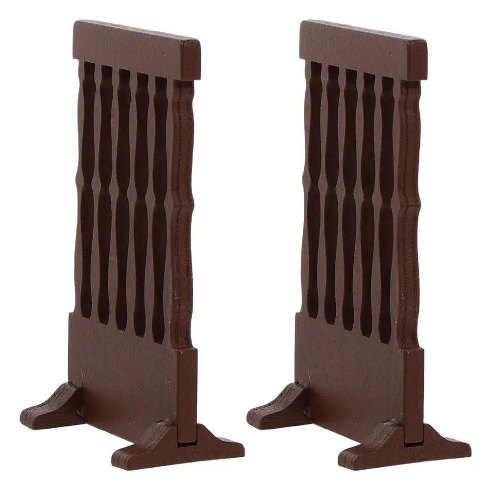 

2 Pcs Home Decor Screen Farmhouse Decorations Mini Japanese Craft Garden Fence Ornament Brown Decorative