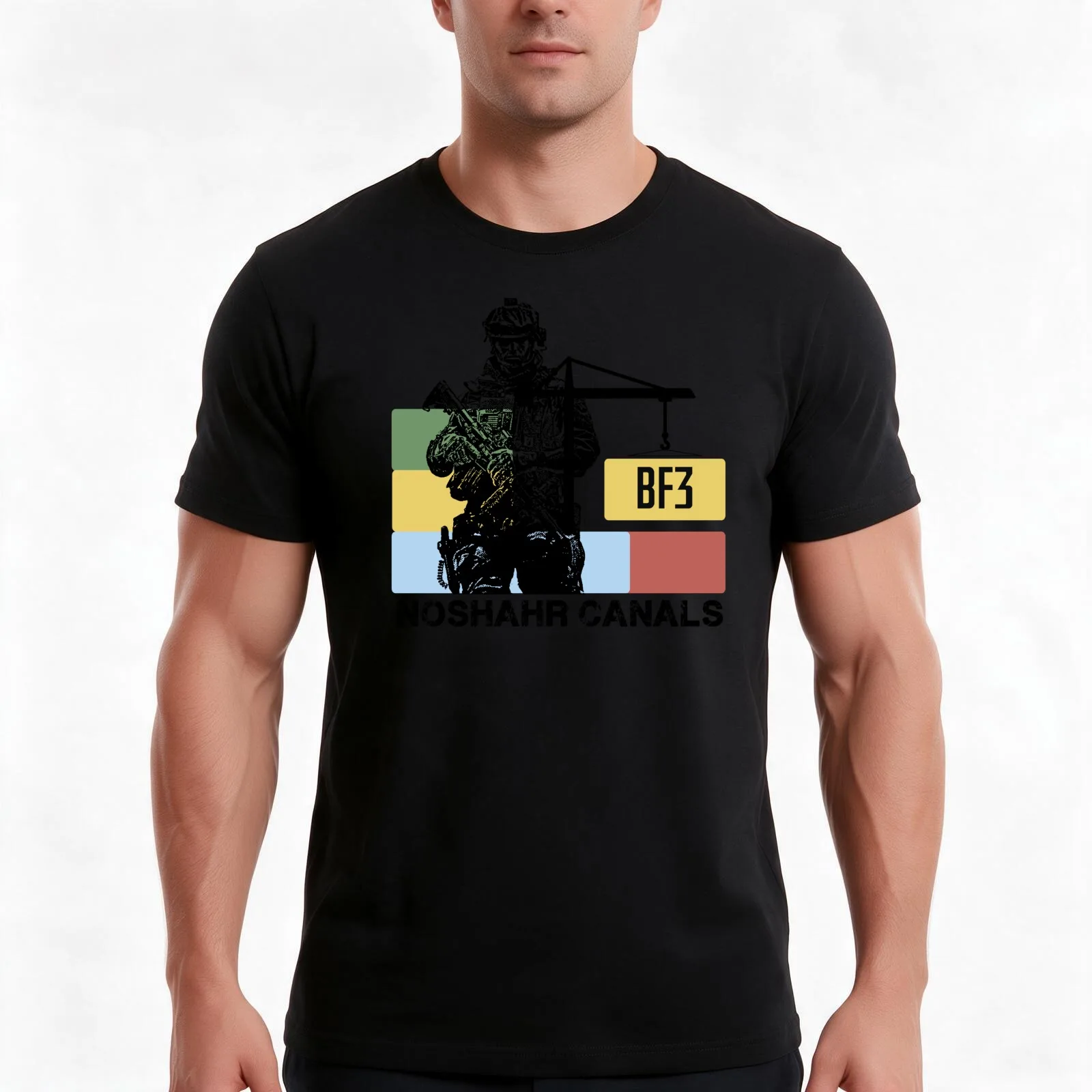 BF3 Battlefield 3 Noshahr Canals T-Shirt, Summer Casual Cotton Tee, Oversized Streetwear Tops, Vintage Graphic Print
