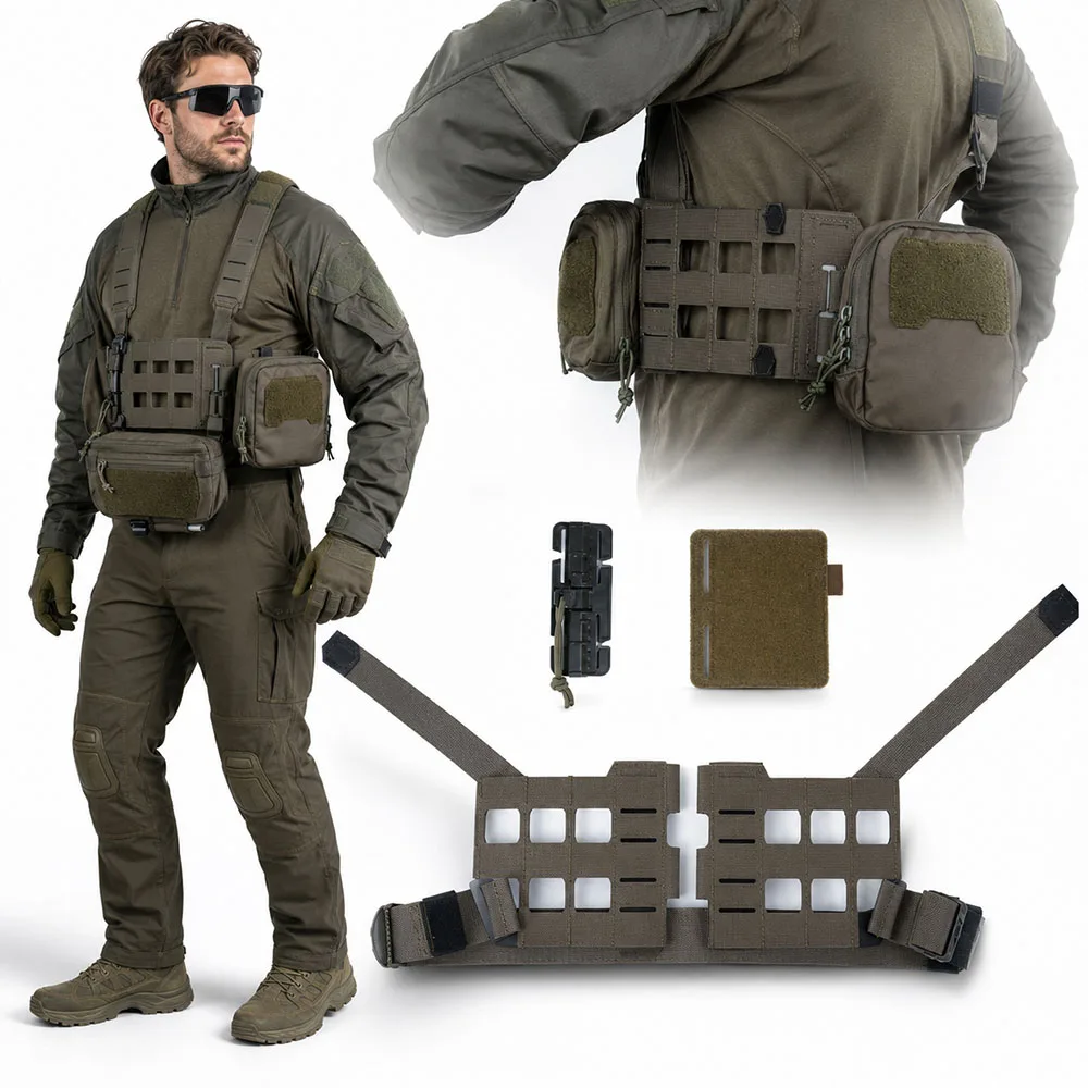 Modular Tactical Chest Rig Expansion Kit MOLLE Placard Adapter Utility Pouch Panel for Outdoor Airsoft Hunting Training Combat