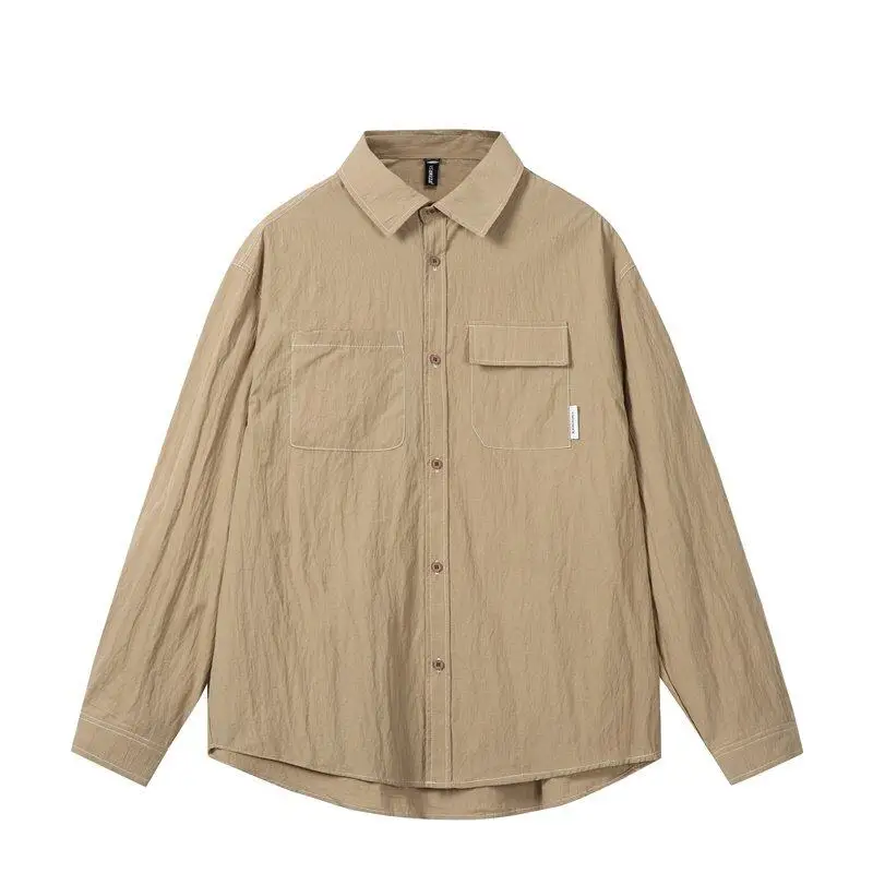 

Men's Long Sve irt Simple Maturi Sle Pure Color Stand Collar Workwear irt Trendy Loose Fit Faion Urban Daily Wear