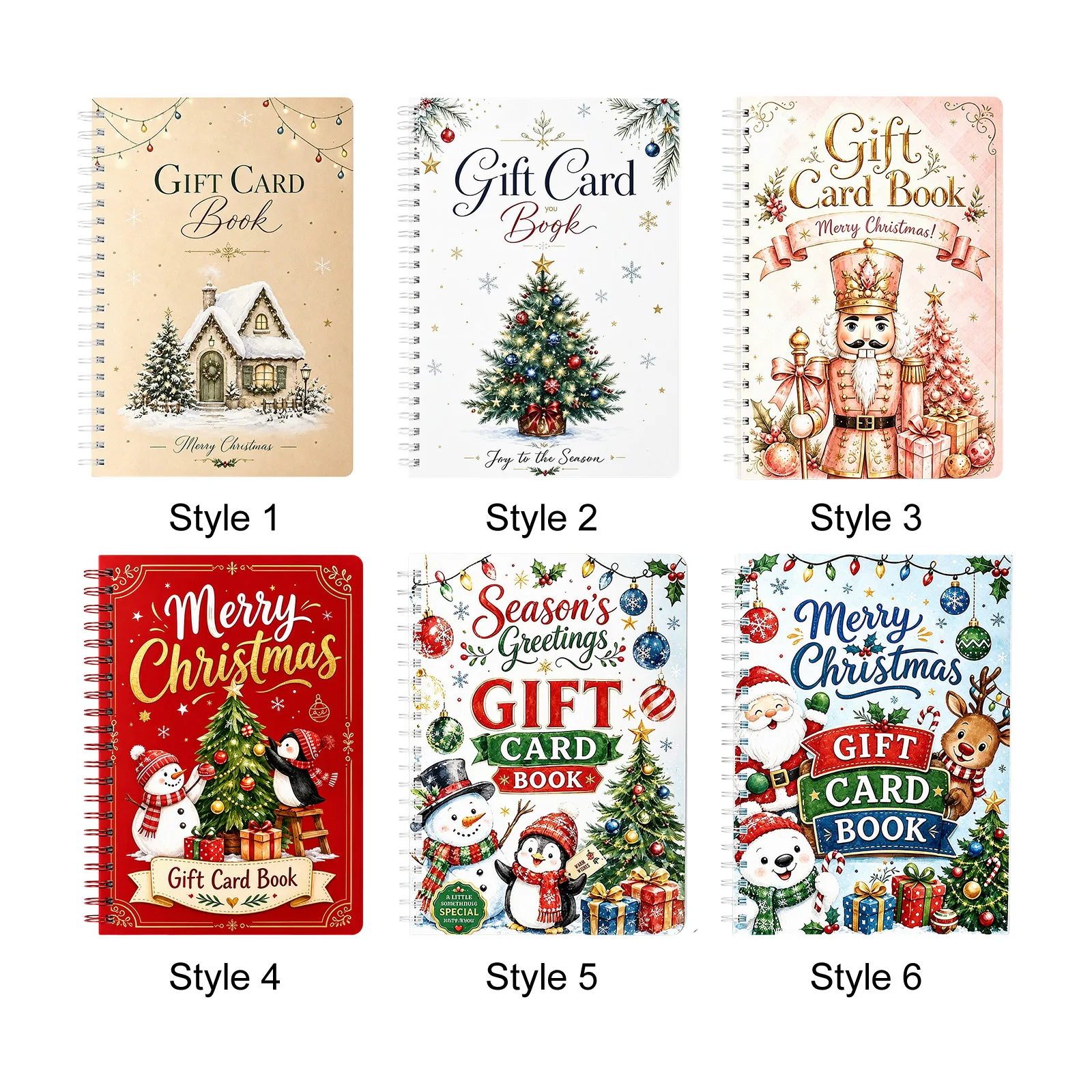 Holiday Paper Card Holder Book 210x150mm Spiral Bound Christmas Notebook for Festive Party Hosts Families