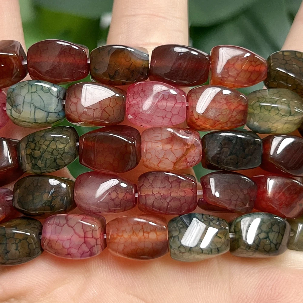 Natural Stone Beads Multicolor Dragon Veins Cracked Agate Irregular Beads for Jewelry Making DIY Bracelet Necklace 12x8mm 15''