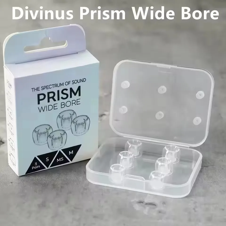 Divinus Prism Wide Bore LSR Earphone Eartips For 4-6mm Nozzle, Earphone Ear Tips for Dunu Davinci, AFUL Performer 5+2, JUZEAR