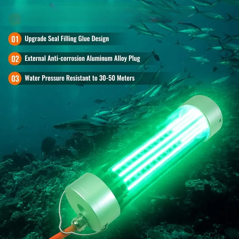 

Underwater fishing light, night fishing attractor, submersible light for crappie, snapper, squid, shrimp