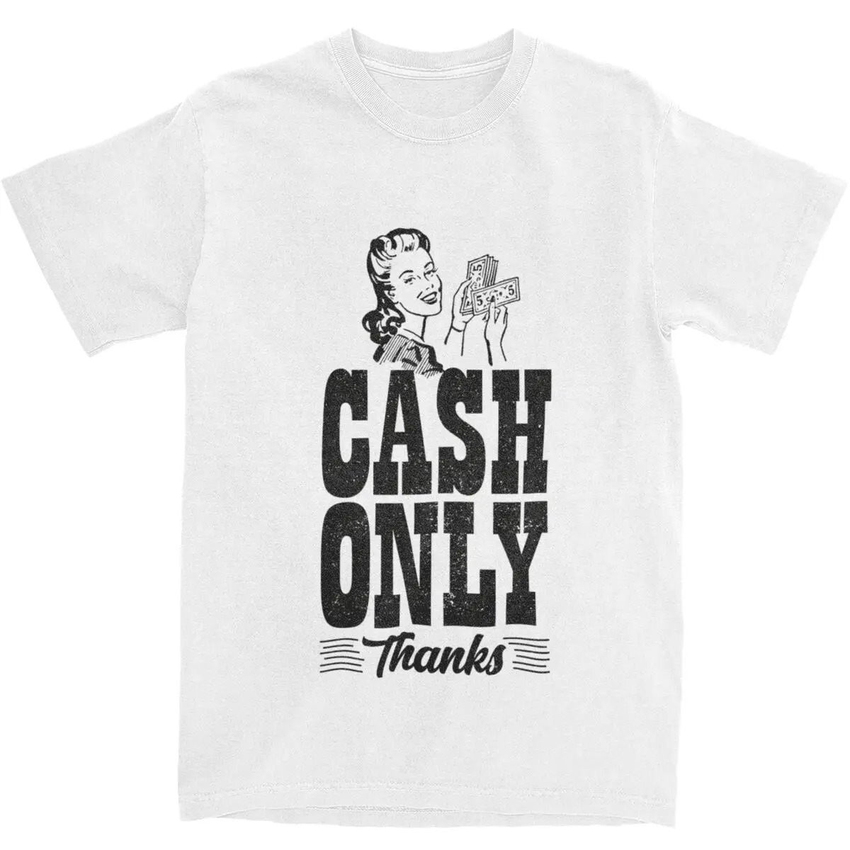 

CASH ONLY Thanks T Shirt Men Reject Central Bank Digital Currency Funny Cotton T-Shirts Summer O-Neck Tee Shirt Big Size Tops