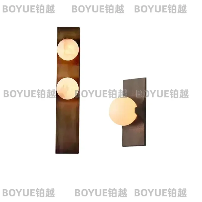 for Spanish Style All Copper Marble Wall Lamp for Living Room Hotel Villa Bedroom Bedside Lighting Fixture