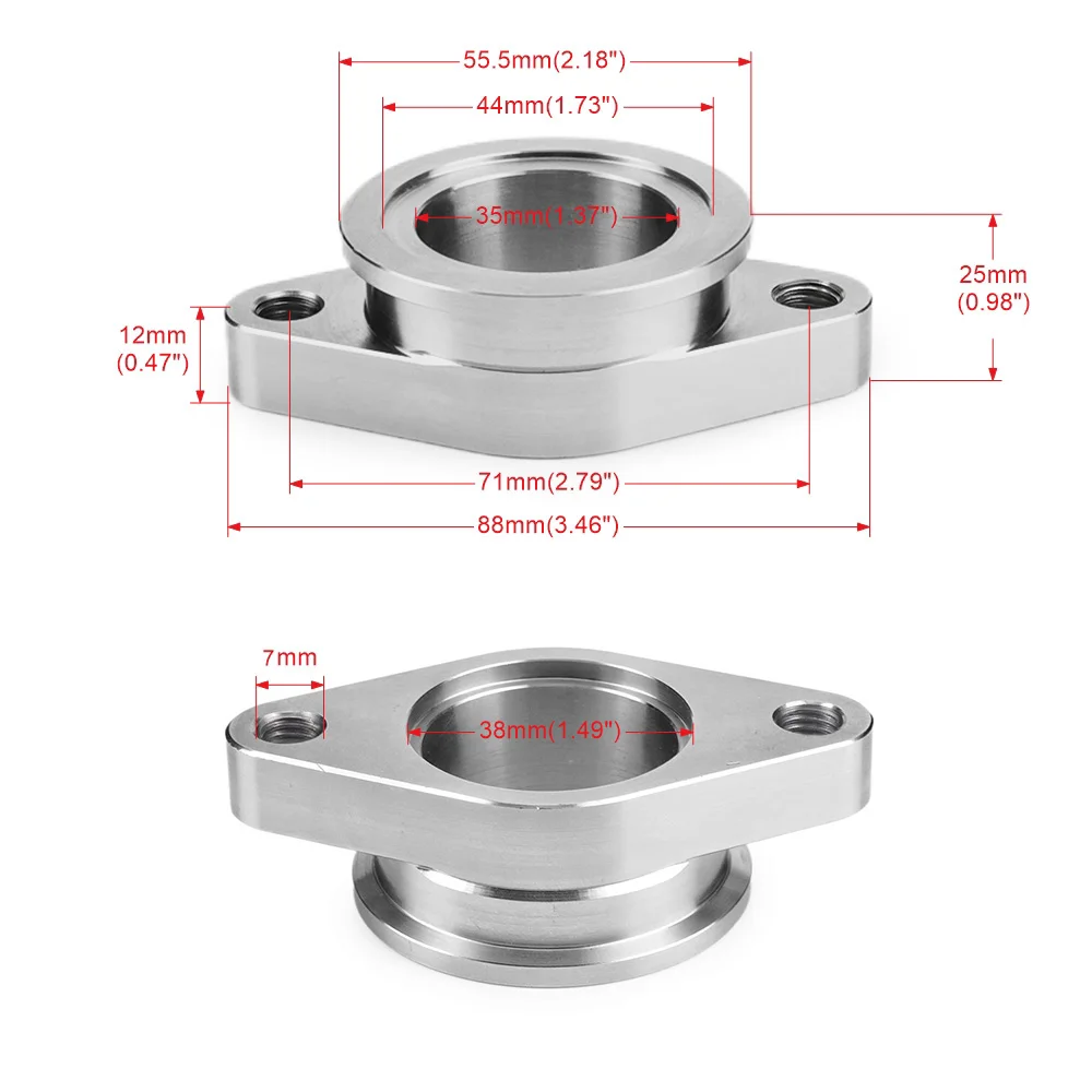 

External Wastegate 38mm MV-R V Band Flange Adapter Kit Stainless Steel Car Universal 2 Bolt Turbo Flange Manifold