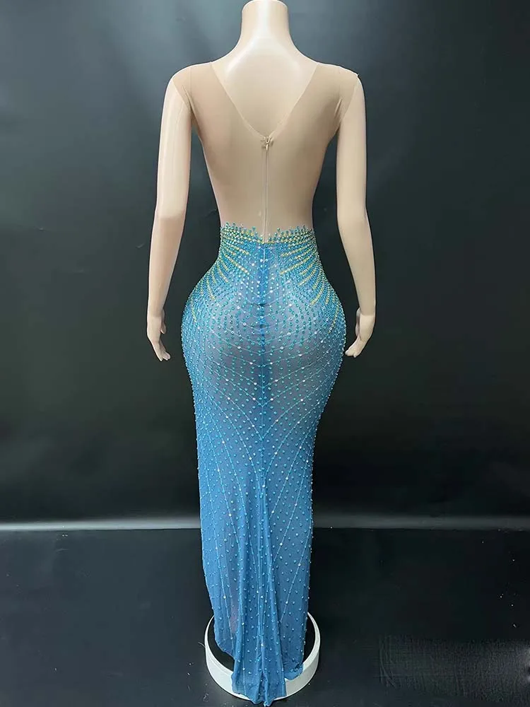 High Quality Hot Stamping Sexy See Through Mesh Elastic Vest Dress 2025 New Fashion Custom Women'S Clothing