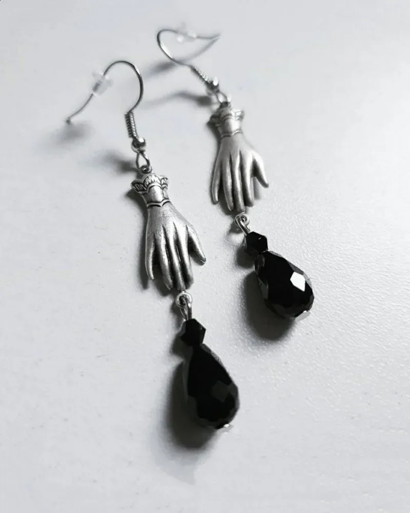 Gothic Victorian Hand Glass Crystal Earrings