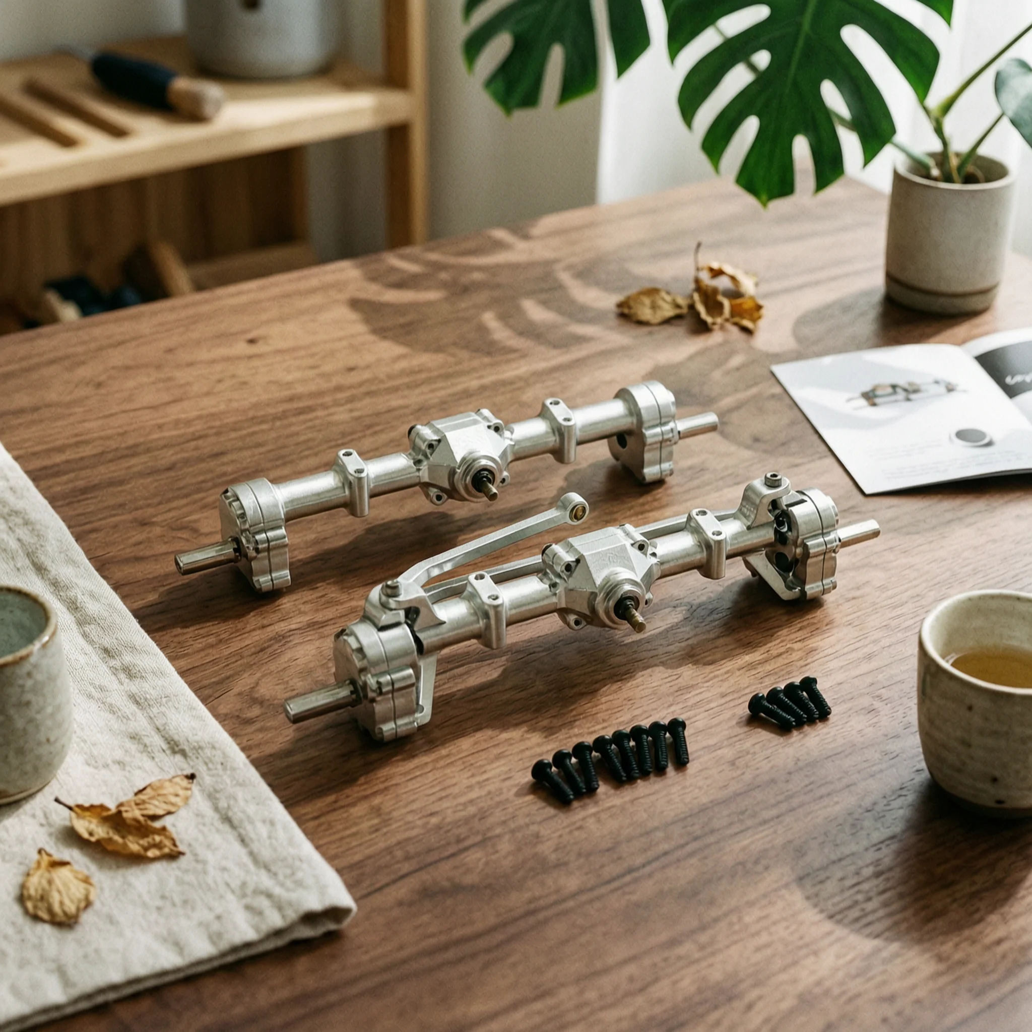 Front and Rear Axles Hardened Complete Axle Assembly RC Axle with Gears Metal Lightweight for Hobbyists, Drivetrain Upgrade