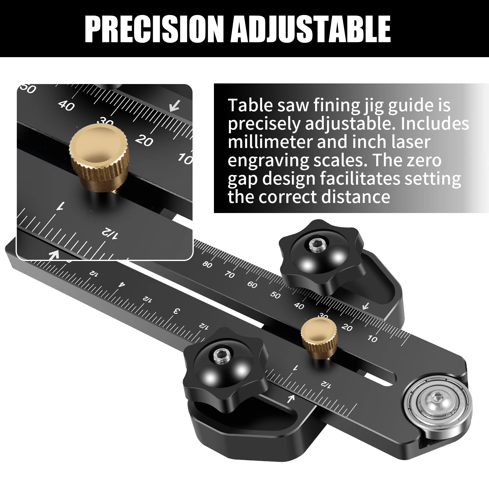 Thin Rip Jig Table Saw Jig Guide for Making Repetitive Narrow Thin Strip Cuts Woodworking Tools Fits for 3/8